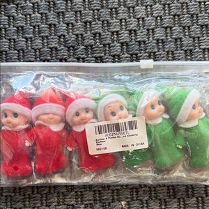 Set of Christmas Elf Dolls in Red and Green